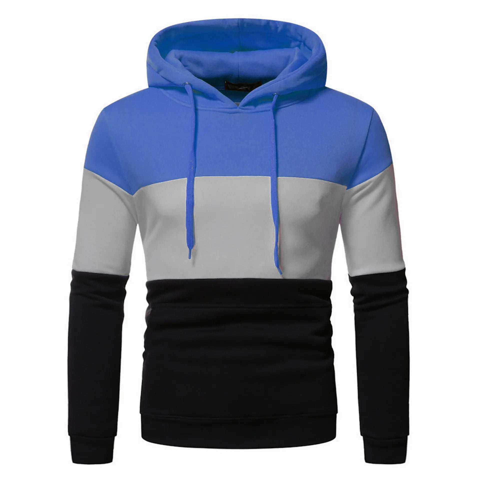 HKM-358483 Men's Custom Sweatshirt Autumn and Winter 3 Color Splicing Pullover Hooded Casual Sweatshirt Set
