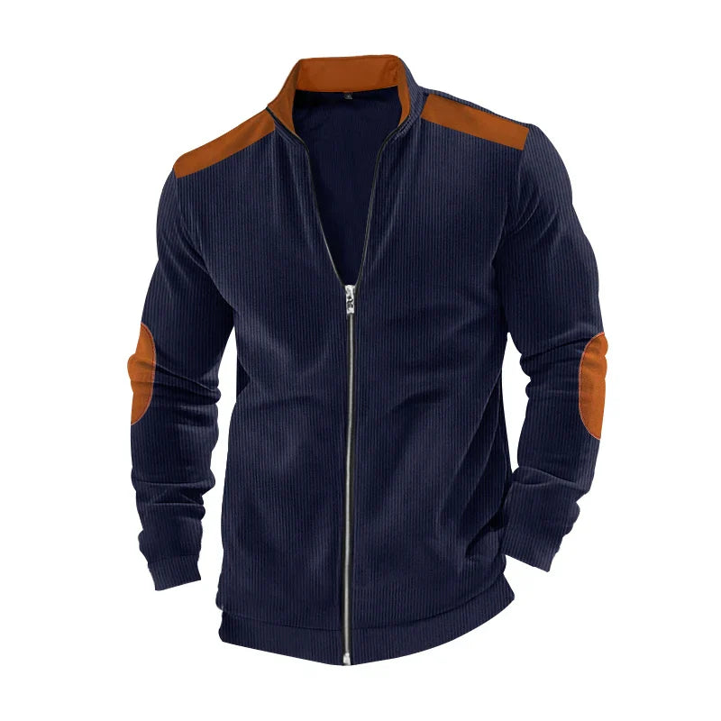 HKM-161875 Men's Customizable European Cotton Varsity Jacket Solid Color Long Sleeve Zipper Cardigan Fur Men's Fashion Long Sleeve