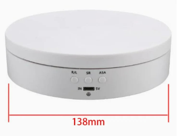 KTX-644947 Electric Rotating Display Stand with 3 Speeds for Jewelry and Photography, USB Rechargeable