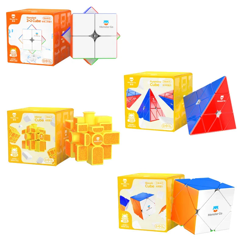 KTX-596819 MG Mirror Pyramid Skewb Magic Cube Puzzle and 3x3 Speed Cube Educational Toy