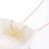 HKM-740499 Stainless Steel Custom Personalized Trendy Art Triangle Necklace Mountain Charm Geometric Necklaces