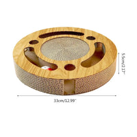HKM-407187 Interactive Cat Scratcher Toy with Bell Ball and Catnip - Corrugated Cardboard Lounge for Healthy Claws