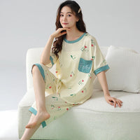 HKM-509971 High Quality Super Soft Cute Printing Short Sleeve Cropped Trousers Pyjamas Women Sleepwear