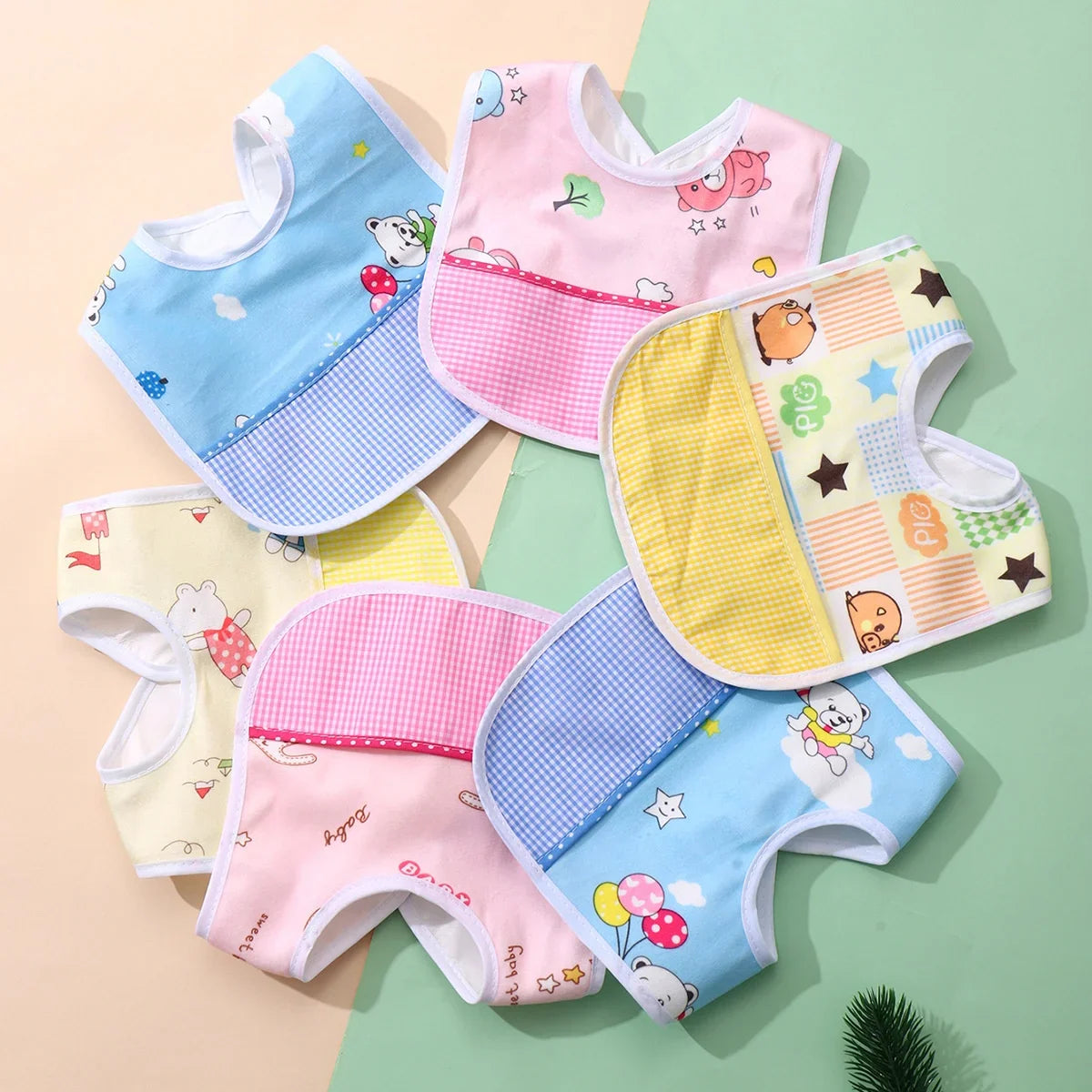 HKM-999187 Wholesale Newborn Baby U-Shaped Eating Bibs Soft Crystal Velvet Saliva Wipes Printed/Plain Patterns Waterproof Infants Toddlers