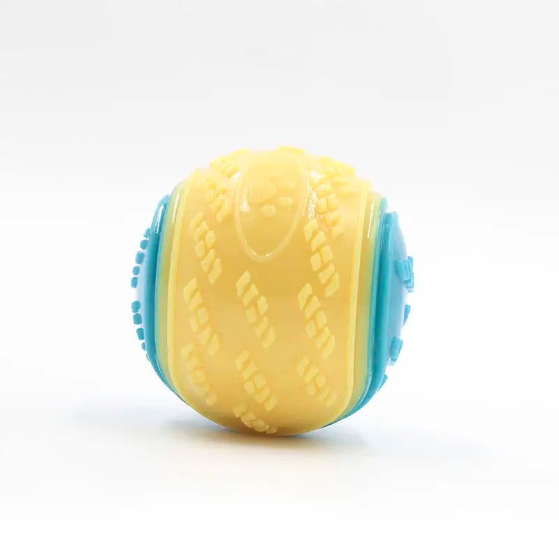 HKM-126931 Interactive 6.5 cm TPR Dog Chew Toy with Squeaker - Strong Splice Contrast Colour Ball