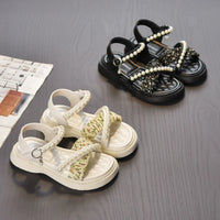 HKM-246675 Summer Fashion Girls' Sandals Beautiful Pearl Decor with Soft Bottom for Baby and Children