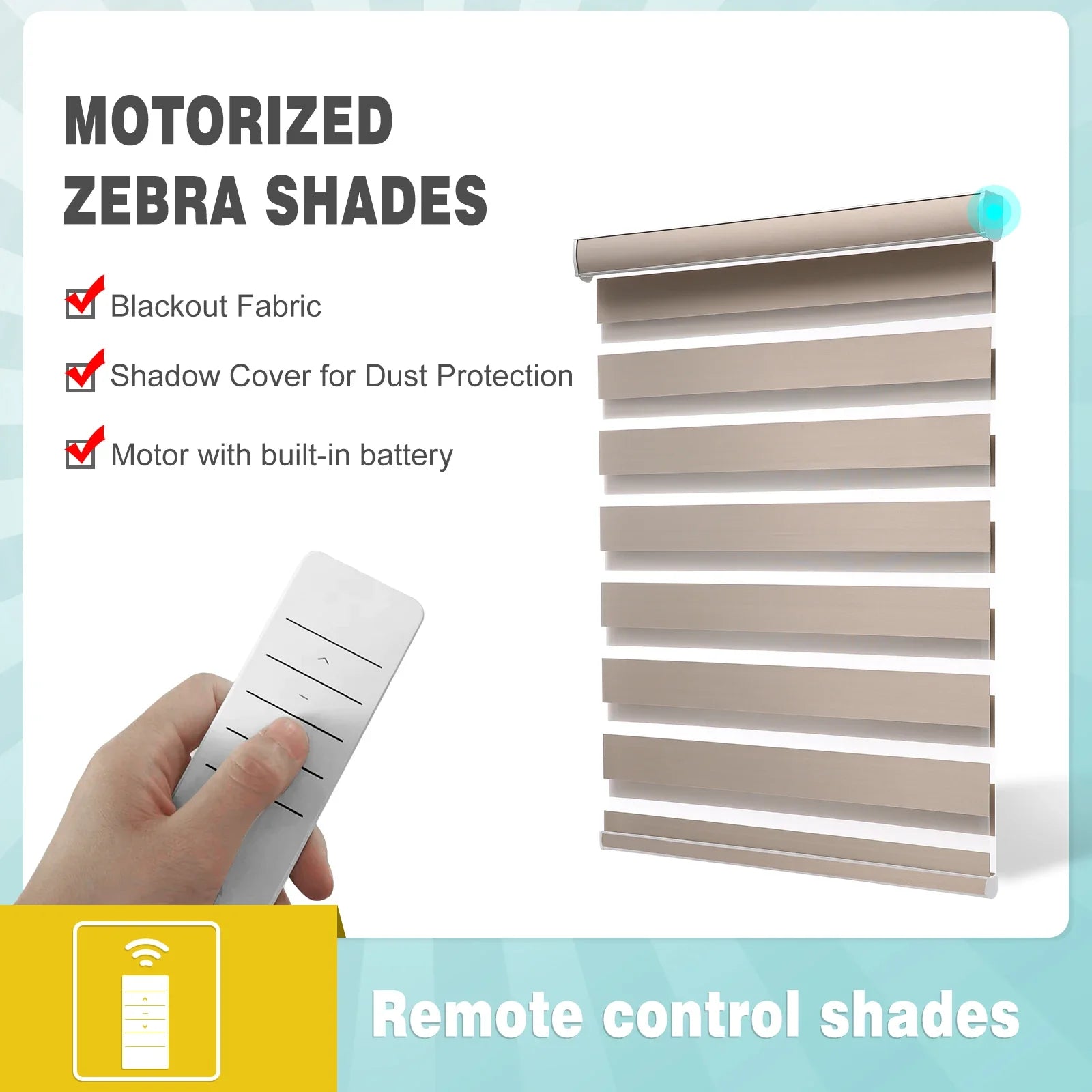 KTX-386835 Motorised Double Layer Day and Night Roller Window Blinds with Remote Control and WIFI Connectivity