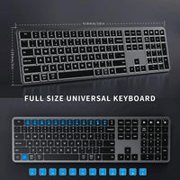 HKM-395731 Full-Size Backlit Wireless Keyboard for Multiple Devices - Rechargeable, Compatible with iOS, Android, and Windows