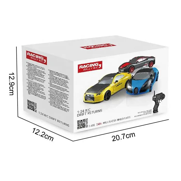 HKM-756435 1:24 4WD Drift RC Car with LED Light, 4-Channel Remote Control, Stunt Racing, Battery Included, Indoor-Outdoor Fun