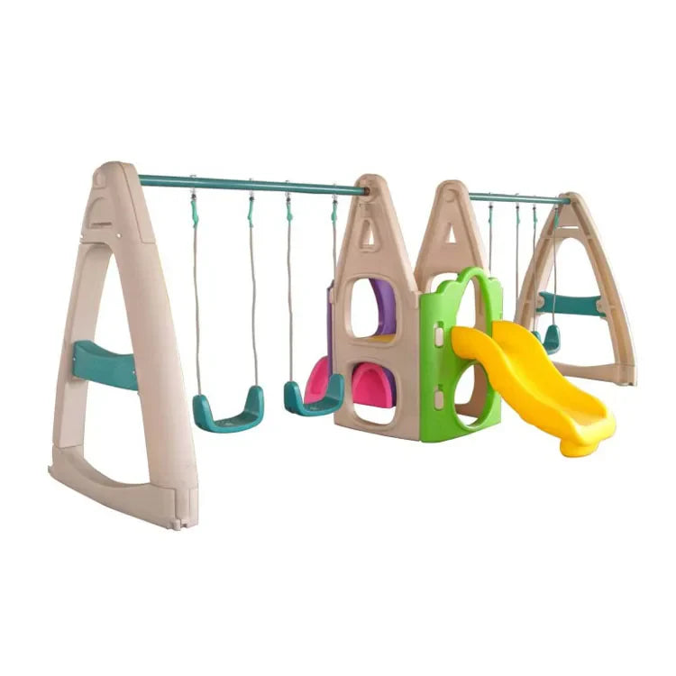 KTX-954963 Kids Outdoor Plastic Playhouse and Slide for Backyard Fun