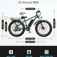 US Warehouse Stock 1000W 26'' Fat Tire E-bike, 48V 7 Speed Electric Bicycle with Front Suspension, Ready to Ship