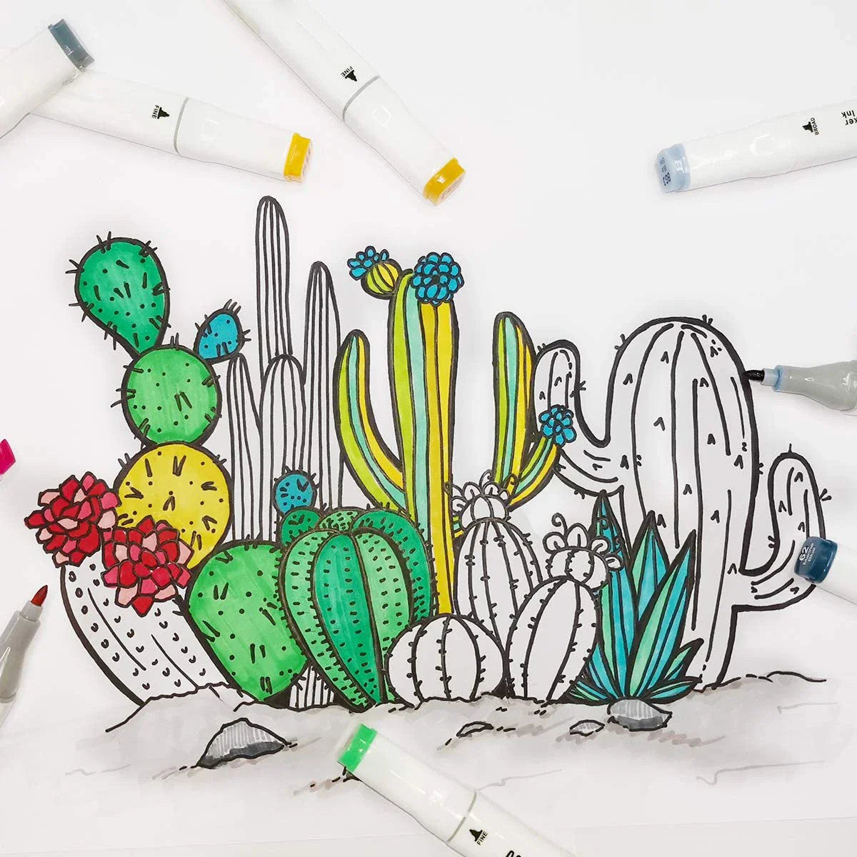 KTX-853203 120-Colour Alcohol-Based Dual Tip Permanent Marker Pen for Creative Design