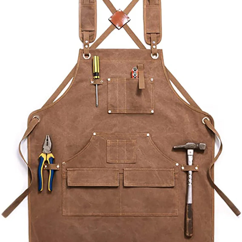 Modern Simple Thick Canvas Apron Custom logo Woodworking Electrician Gardening Work Clothes Tool Apron