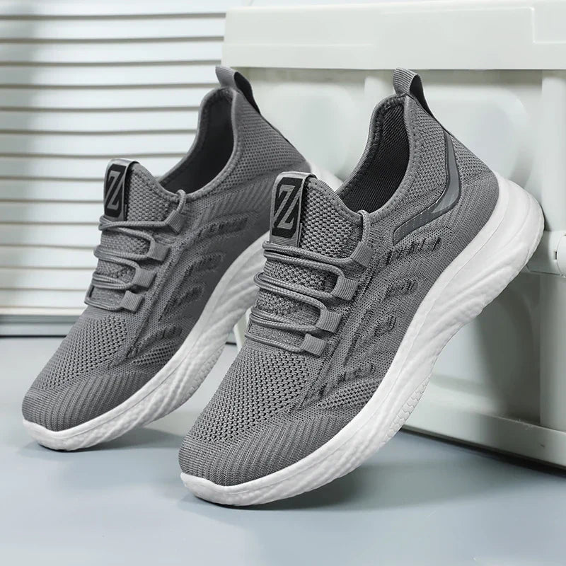 HKM-590163 B-5103Men's Elastic Breathable Mesh Fly Knit Shoes China Anti Odor Sneaker Manufacturer
