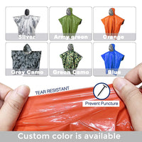 HKM-830227 Waterproof Outdoor Survival Poncho - Lightweight Multisport Rain Gear for Hiking and Emergencies
