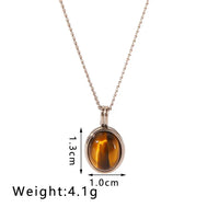 HKM-806035 Vintage Tiger's Eye Stone Pendant Necklace Geometric Opal Stainless Steel Necklace Neutral Fashion Jewelry