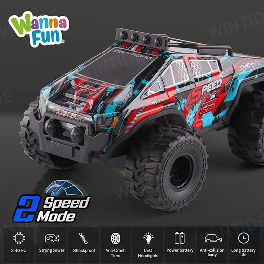 HKM-574483 High-Speed 4WD 27MHZ RC Drift Car with PVC Shell, Lights, and Camera, Ready-to-Go Racing Toy for Boys