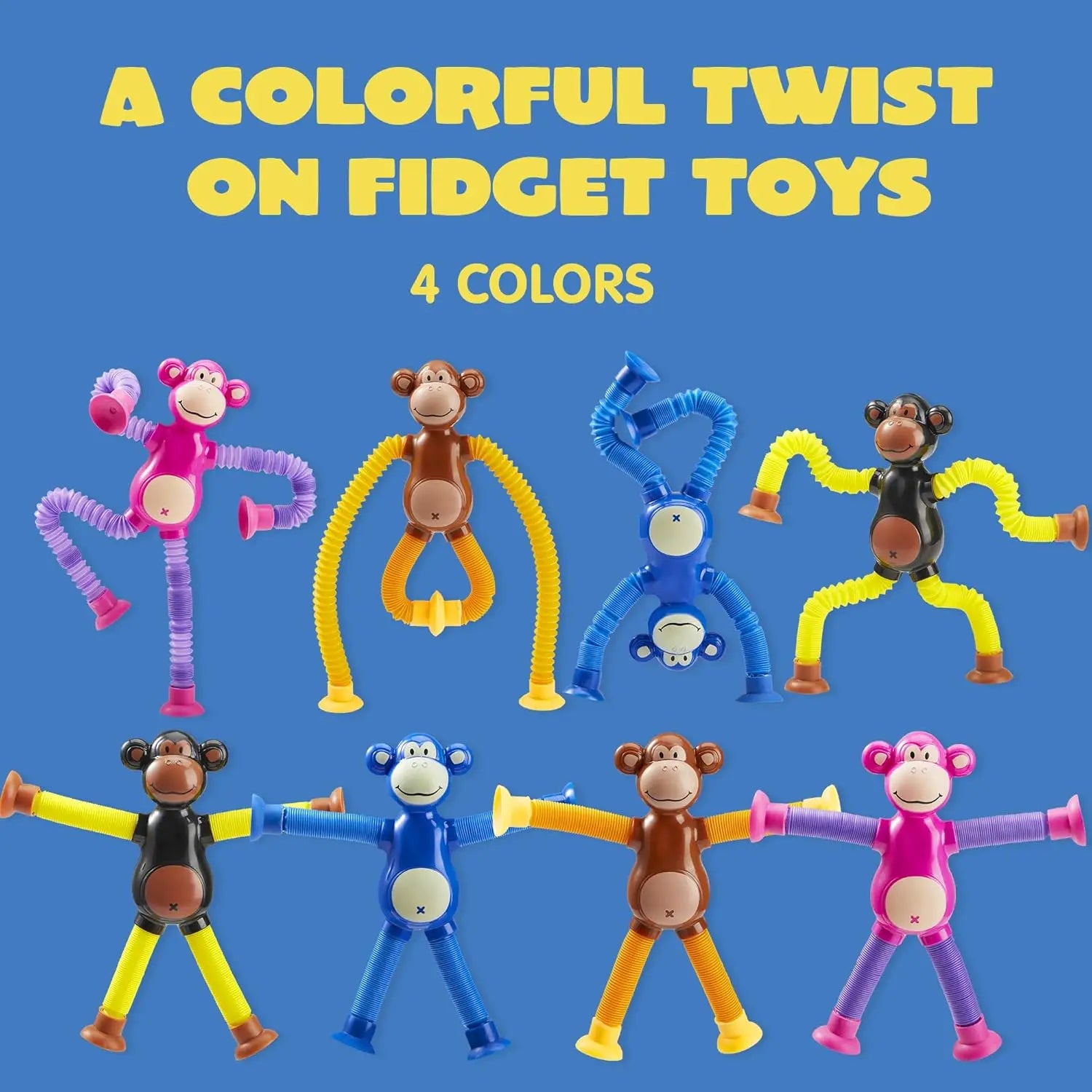 HKM-999315 Cute Big Ear Monkey Squeeze Fidget Toy - Pop Tubes Ideal for Kids 5+