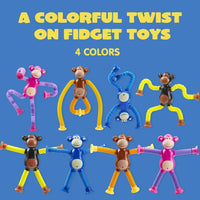 HKM-999315 Cute Big Ear Monkey Squeeze Fidget Toy - Pop Tubes Ideal for Kids 5+