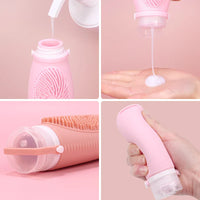 HKM-079315 Portable 100ML Reusable Silicone Travel Shampoo and Lotion Bottle with Cleaning Brushes