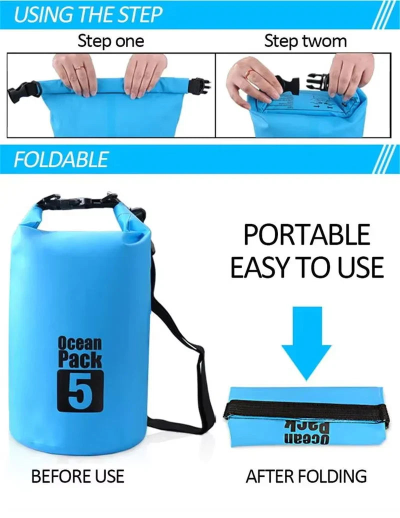 HKM-011027 Durable Waterproof Outdoor Sport Backpack Dry Bag - Available in Multiple Capacities (2L, 5L, 10L, 15L, 20L, 30L)