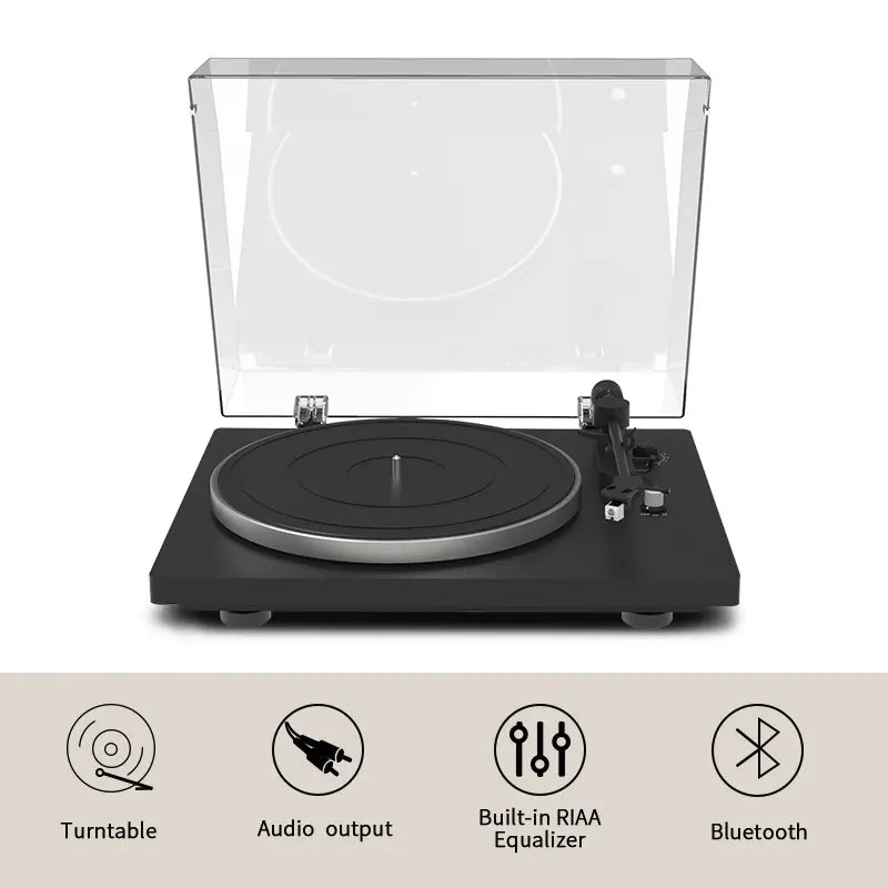 KTX-448339 Bluetooth Vinyl Record Player Turntable with HiFi Sound and Classic Gramophone Design