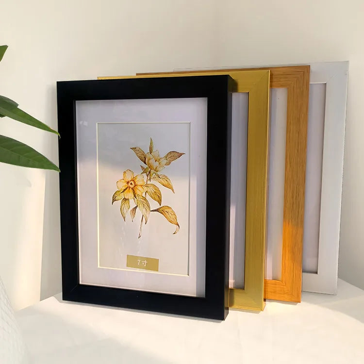 KTX-845587 Modern Black, White, and Gold PS Plastic Picture Frame 11x14 for Artwork and Certificates