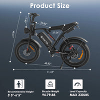 HKM-8285011 Adult Electric Bicycle Featuring 1000W Motor, 20 MPH Top Speed, 48V System and 48V 17.5Ah Battery for Daily Commuting