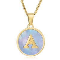 HKM-969875 Fashion 18k Gold Plated Chain Letter Shell Necklace Waterproof Stainless Steel Initial Pendant Necklace for Women Gift