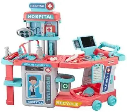 KTX-164307 Kids Doctor Kit with Cart - Role Play Toy for Ages 2-13, Plastic Medical Pretend Play Set