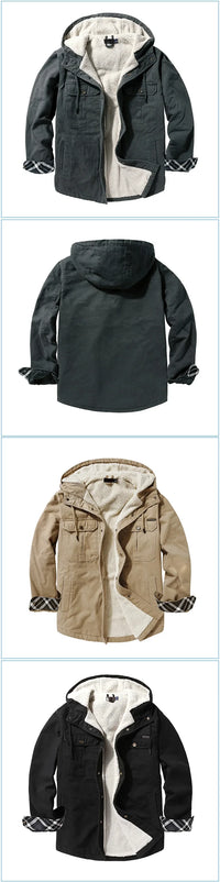 HKM-062419 Men's Casual Hooded Oversized Cotton Jackets for Fall and Winter Coats Thickened With Plush Long US Size Loose Fit Winter Jacket