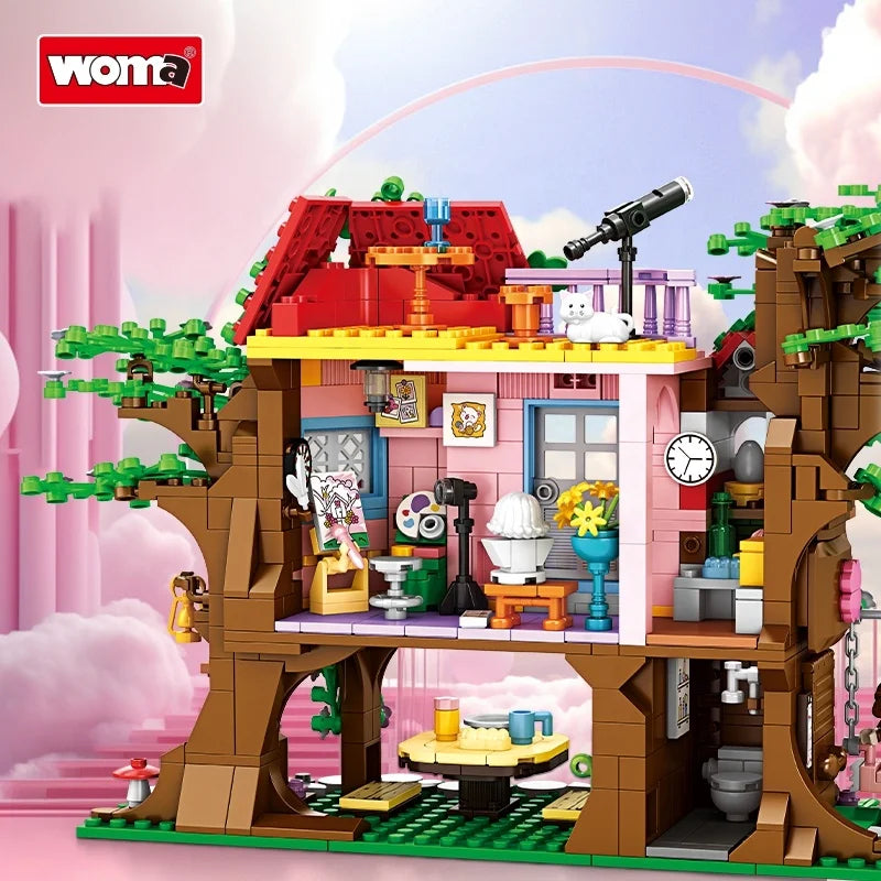 KTX-046355 Kid's Mini Micro Building Block Tree House Construction Set with 840 Pieces for Ages 5 and Up