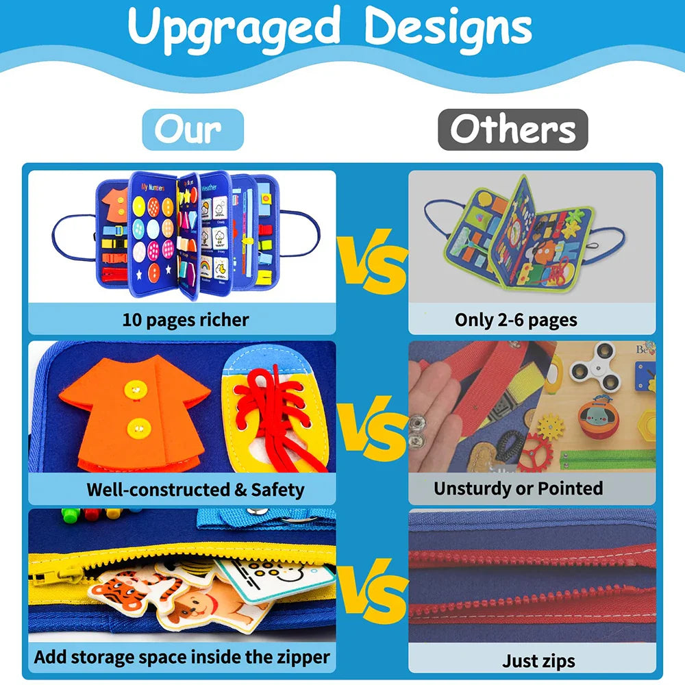 KTX-473491 Montessori Felt Busy Board for Toddlers: Travel-Friendly Learning Toy with Buckle Training Activities