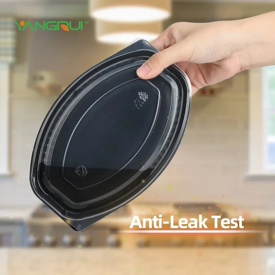 KTX-450387 Microwavable Clear Plastic Food Containers with Lids - Recycled Small Takeout Boxes