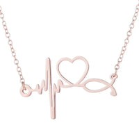 HKM-412819 Trendy Golden Clavicle Chain Necklace Heart Pendant Necklace Stethoscope Heartbeat Necklace for Women