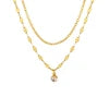 HKM-821843 2024 Hot Sale Wholesale Stainless Steel Chain Lip Chain With CZ Zircon Diamond Dangling O Ring Linked Chain Necklace Women Hot