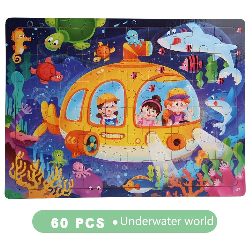 KTX-565203 Cartoon Flat Wooden Jigsaw Puzzle for Early Education, Suitable for Children Aged 5 to 7 Years