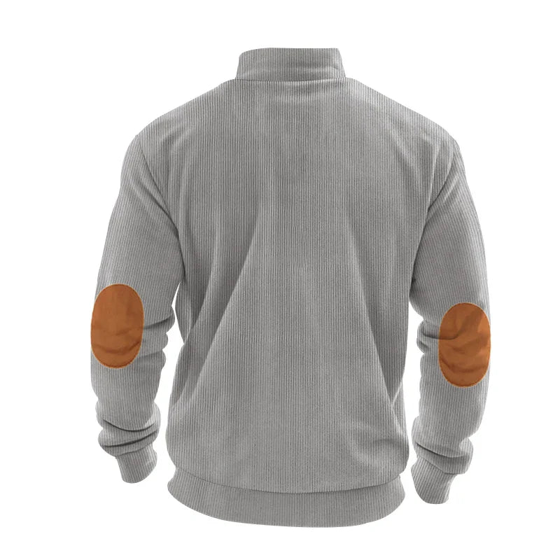 HKM-653395 Men's Corduroy Pullover Sweater Customized Warm Casual Jacket Stand-up Collar Fashion Solid Color Jacket