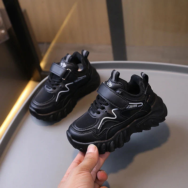 HKM-148371 Wholesale Lightweight and Breathable Casual Sneakers Boys' and Girls' White Slip-On Platform Running Shoes