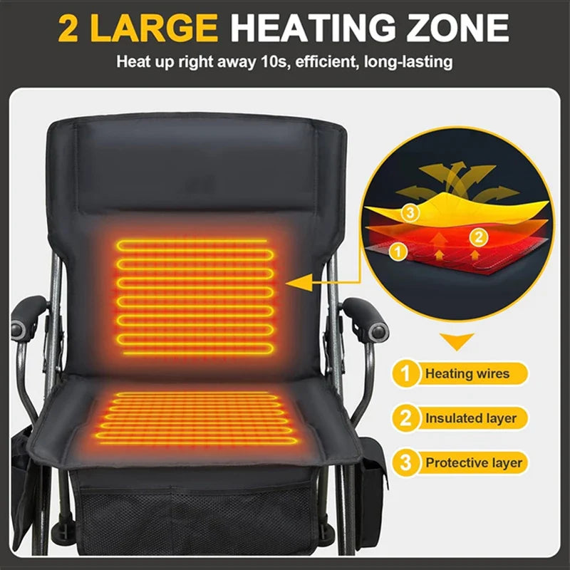 HKM-683347 Lightweight Outdoor Folding Chair with Heating Pad - Ideal for Camping and picnics