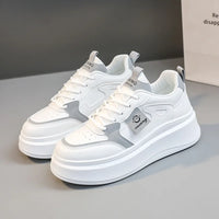 HKM-507667 SH709 New Casual Women's Shoes Autumn Solid Color Elevated Thick Sole Shoes Versatile Leather Durable Running Shoes