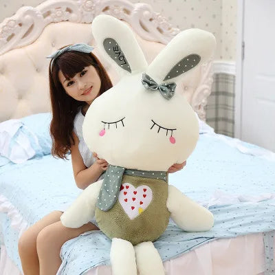 KTX-033171 Super Soft Cotton Bunny Plush Doll Toy - Embroidered Weighted Rabbit Stuffed Animal for Birthdays