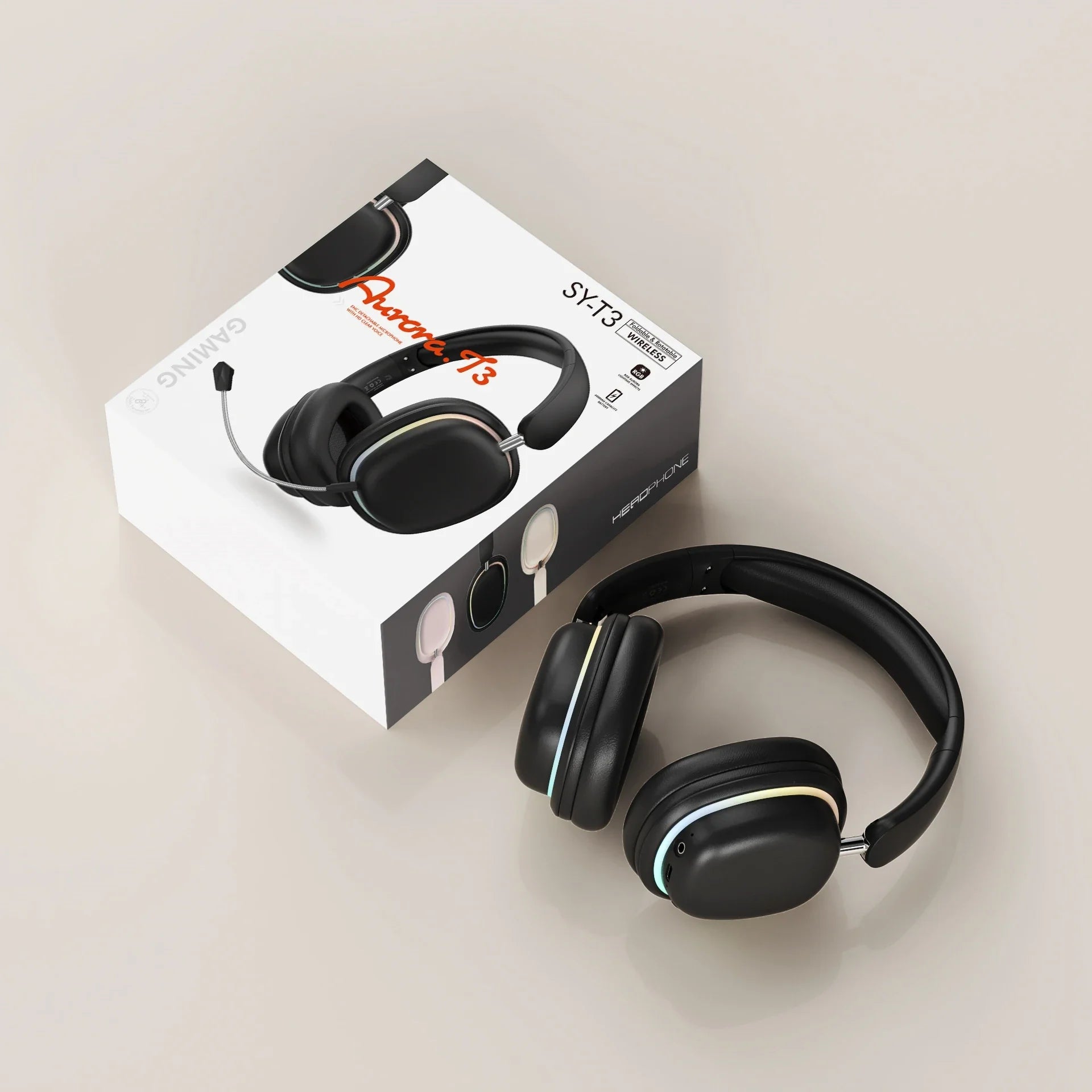 KTX-331923 Wireless Foldable Headphones with Rotatable Mic and BT 5.3 Stereo Earphones