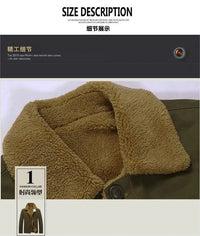 HKM-210451 Men's Winter Jacket Fleece-Wrapped and Windproof Washed Cotton Style Youth Thermal Motorcycle Jacket Canvas Fabric