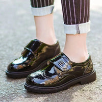 HKM-050067 Wholesale Baby School Shoes Fashion Soft Leather Newborn Boy Girls Rubber Sole Non-slip Students Casual Shoes