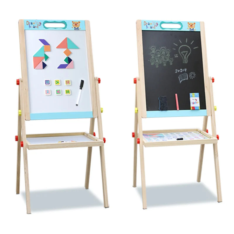 KTX-451923 Children's Wooden Drawing Easel and Writing Board for Ages 3-6