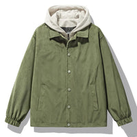 HKM-127955 Fashion Man Coat Casual Oversized Sports Design Long Canvas Jacket Zipper Closure Suede Jacket Man
