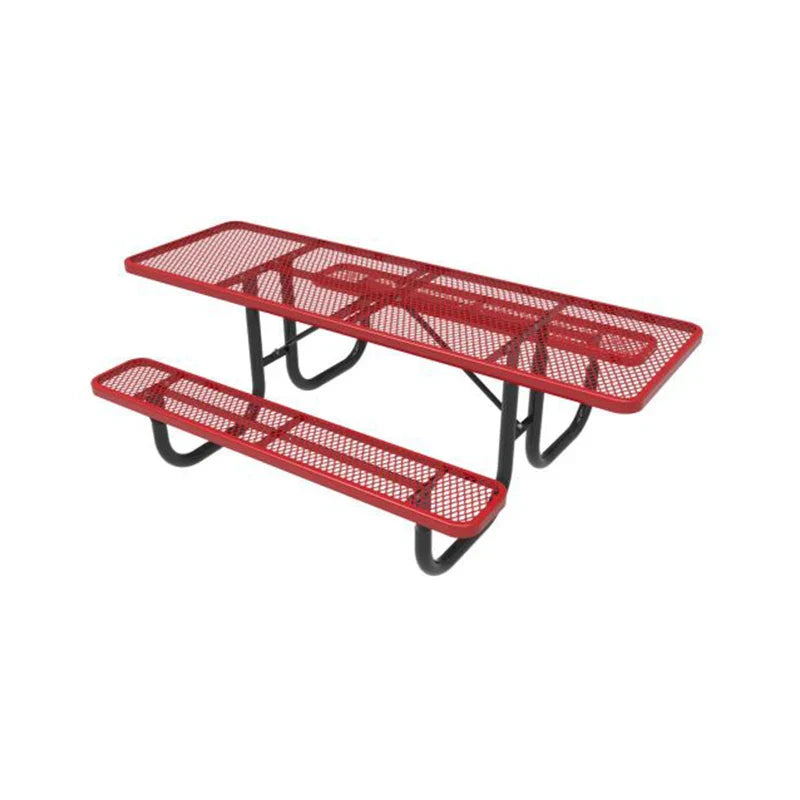 KTX-858387 Commercial Steel Picnic Table and Bench Set for Outdoor Dining and Events