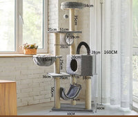 HKM-554067 Cat Tree Wall Shelves with Scratcher Post and Climbing Frame for Playful Cats
