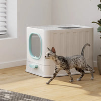 HKM-357459 Odor-Proof Foldable Cat Litter Box with Easy Clean Design and Splash Prevention